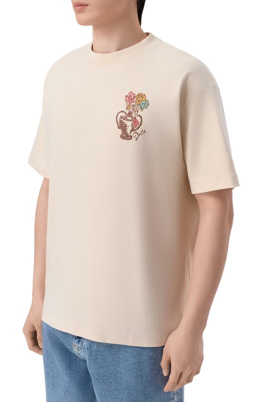 Хлопковая футболка Drole De Monsieur K-TS308-C0002-SD Бежевый  K-TS308-C0002-SD Фото 3