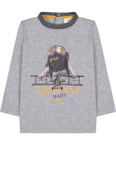 Хлопковый лонгслив с принтом ARMANI JUNIOR, арт. 6YHT08/4J09Z, фото 1