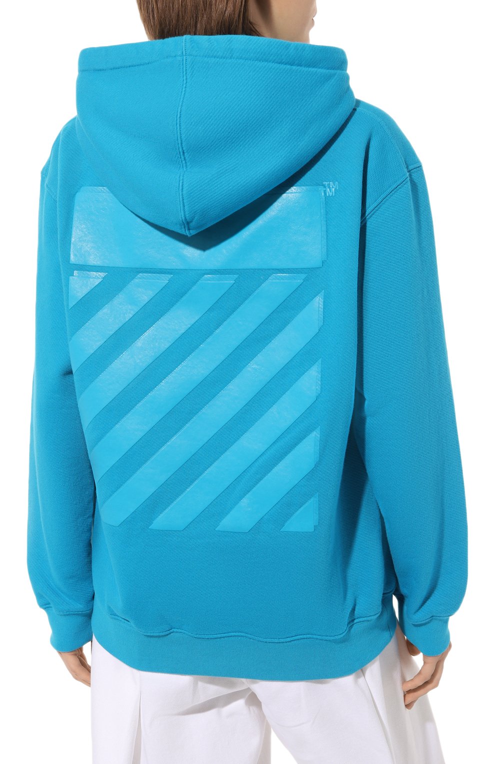 Хлопковое худи OFF-WHITE голубого цвета по цене 74350 руб., арт. OWBB032S23JER0014949, фото 4 Хлопковое худи OFF-WHITE, арт. OWBB032S23JER0014949, фото 4