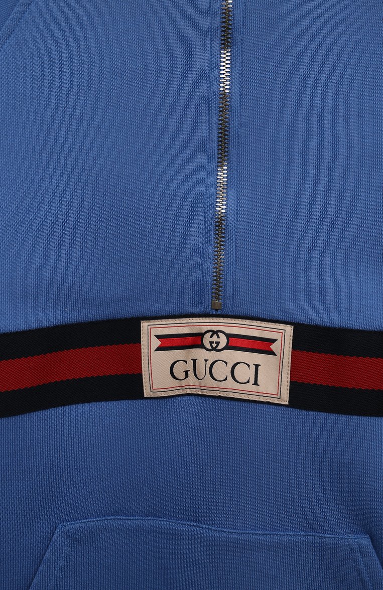 Мужского хлопковое худи GUCCI синего цвета, арт. 653666/XJDKA | Фото 3 (Нос: Не проставлено; Региональные ограничения белый список (Axapta Mercury): Не проставлено; Девочки Кросс-КТ: Худи-одежда; Мальчики Кросс-КТ: Худи-одежда)