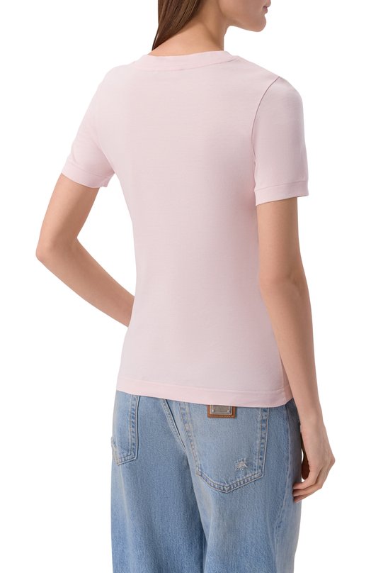 Хлопковая футболка Dolce & Gabbana F8N08Z/GDDMB Розовый  F8N08Z/GDDMB Фото 4