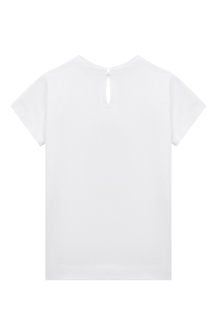 Детский хлопковая футболка MONNALISA белого цвета, арт. 39C604 | Фото 2 (Материал сплава: Проставлено; Нос: Не проставлено; Материал внешний: Хлопок; Кросс-КТ НВ: Футболка)