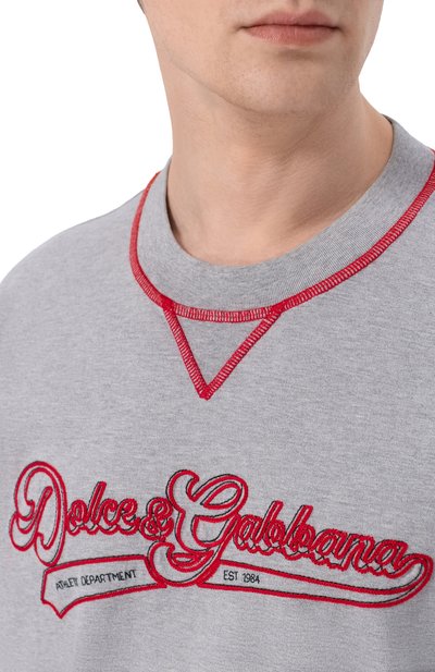 Хлопковая футболка DOLCE & GABBANA серого цвета по цене 85850 руб., арт. G8TI8Z/G7P0N, фото 5 Хлопковая футболка DOLCE & GABBANA, арт. G8TI8Z/G7P0N, фото 5