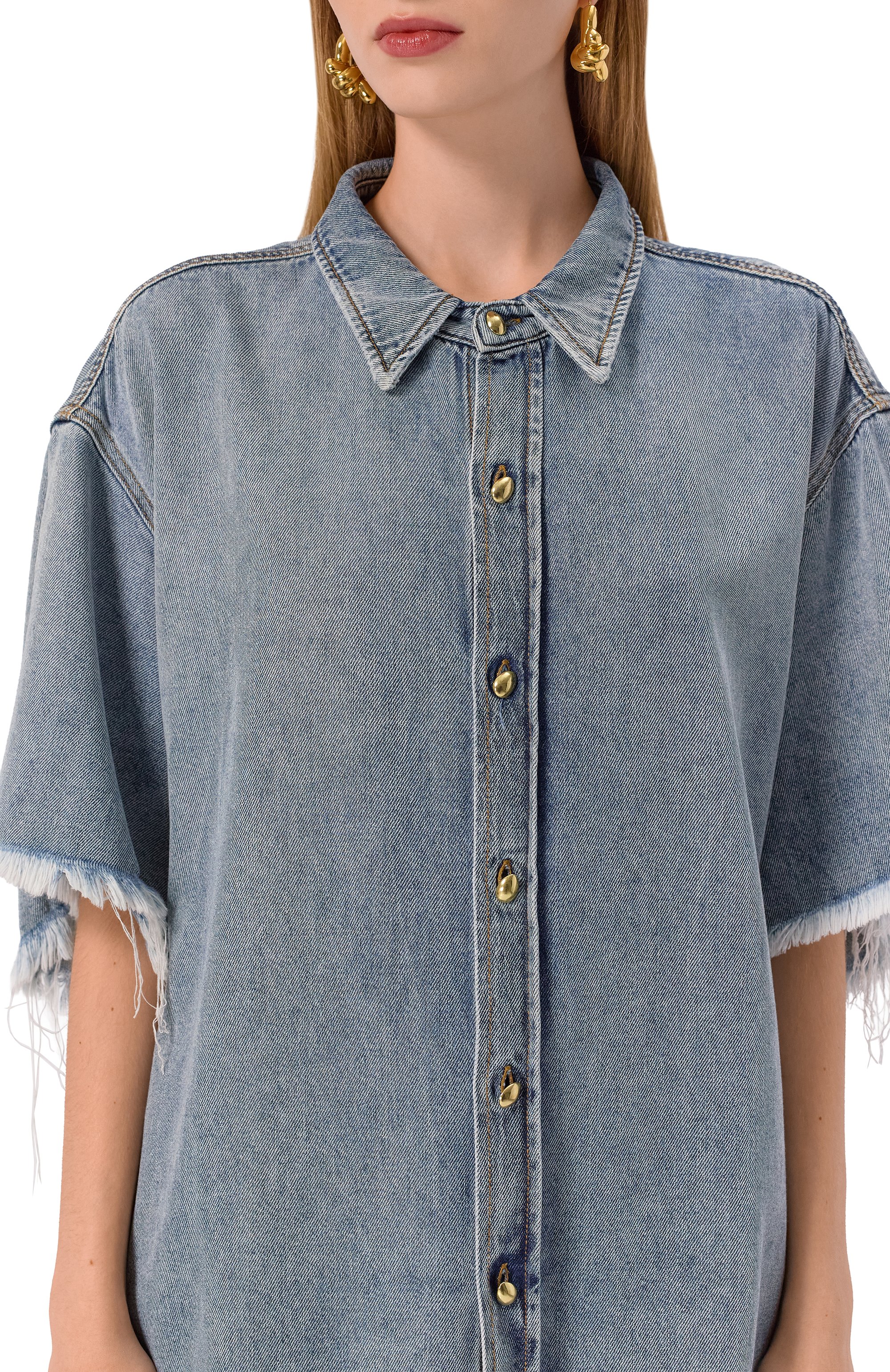 Джинсовая рубашка tina DARKPARK синего цвета по цене 73800 руб., арт. WSH03/TBL01, фото 5 Джинсовая рубашка tina DARKPARK, арт. WSH03/TBL01, фото 5