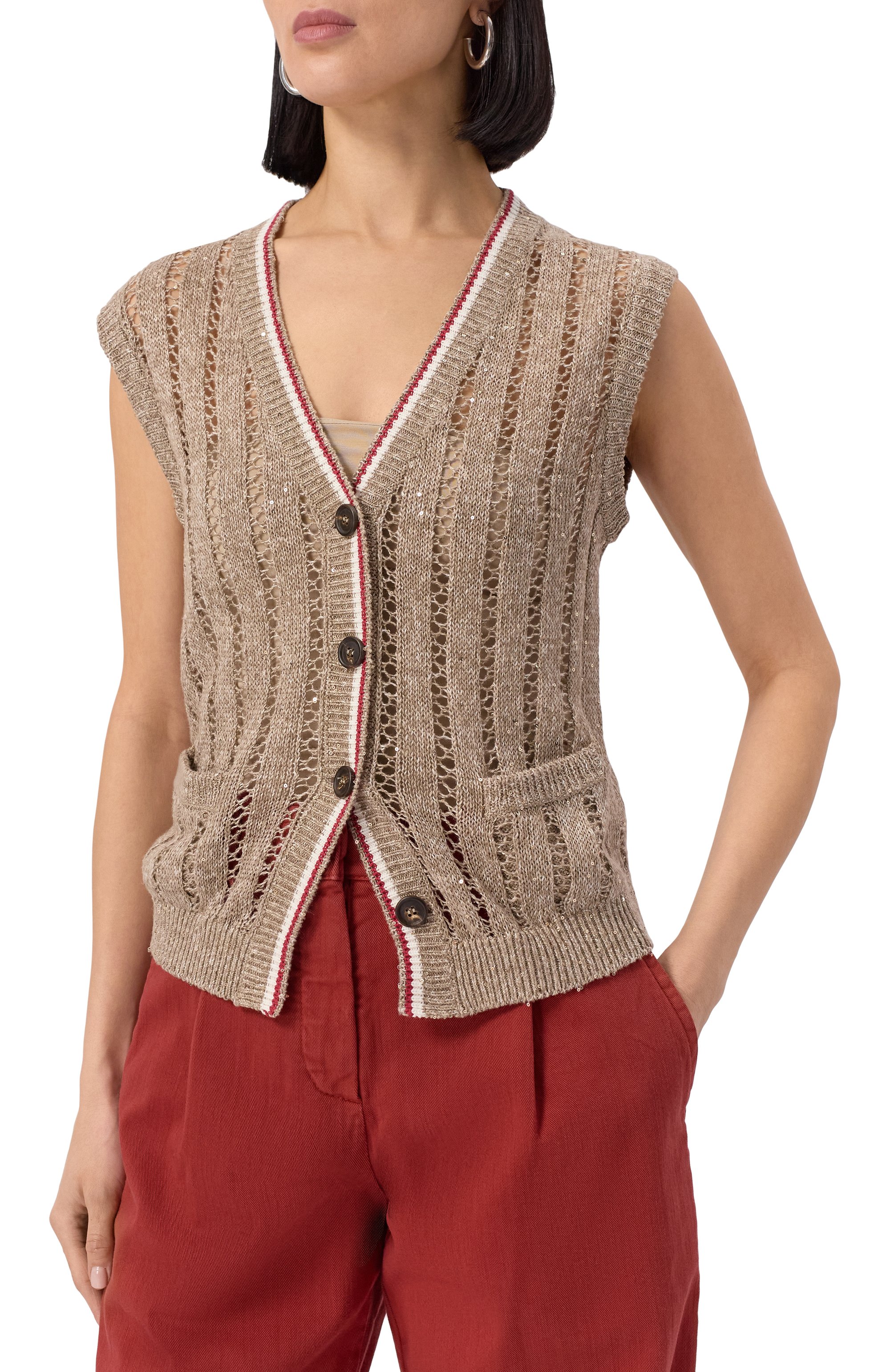 Льняной жилет BRUNELLO CUCINELLI, арт. MC0559426, фото 3