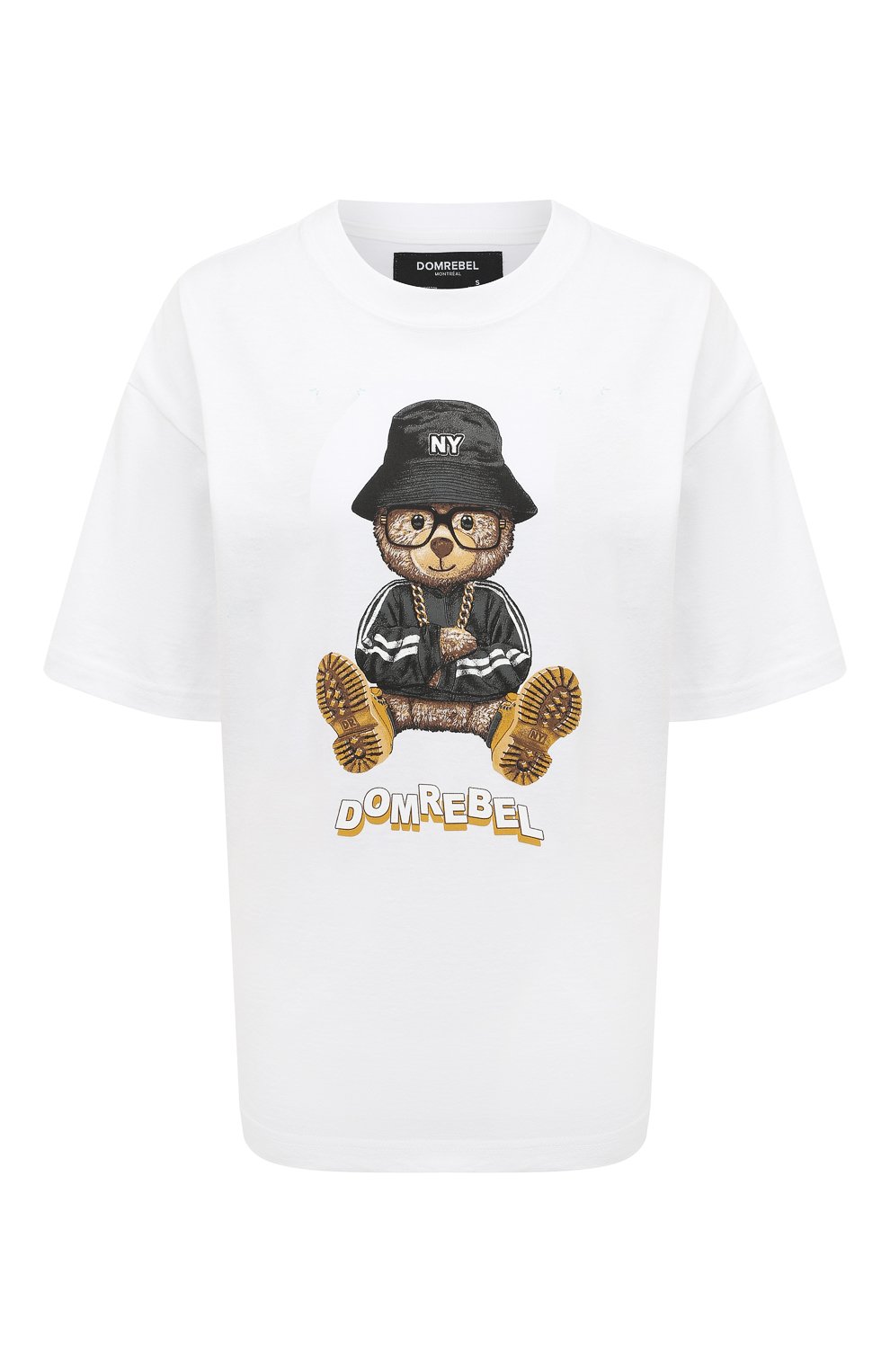 Хлопковая футболка DOMREBEL белого цвета по цене 15400 руб., арт. NY BEAR/T-SHIRT, фото 1 Хлопковая футболка DOMREBEL, арт. NY BEAR/T-SHIRT, фото 1