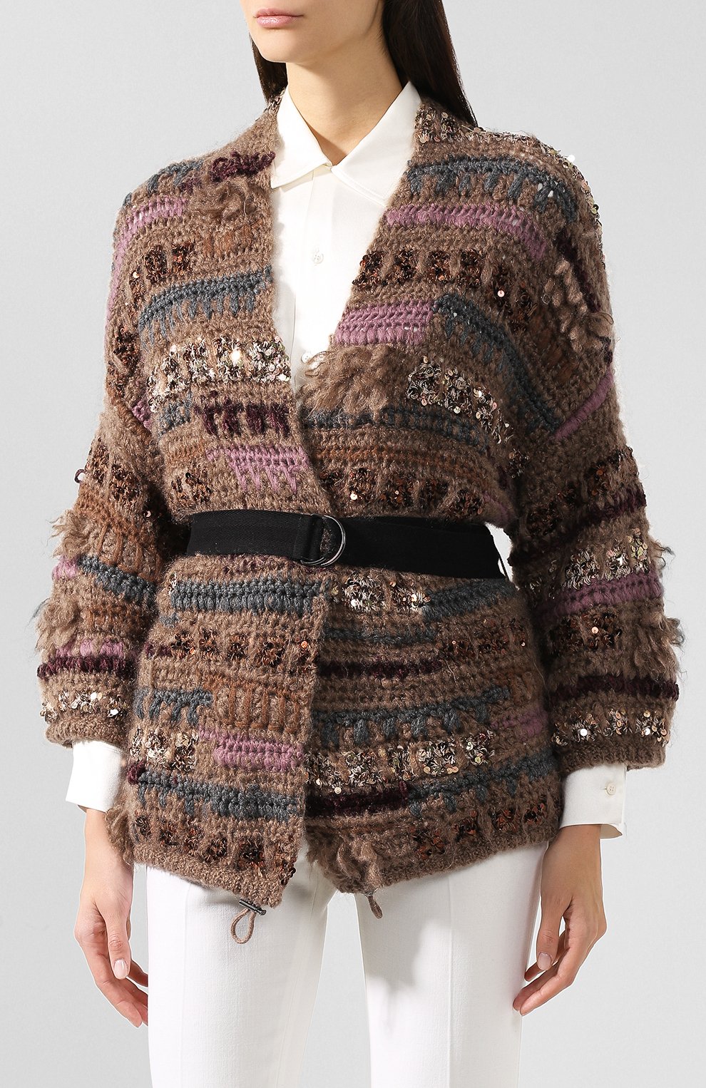 Вязаный кардиган с поясом BRUNELLO CUCINELLI, арт. M8X606106, фото 3