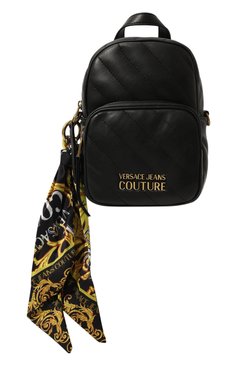 Женский рюкзак VERSACE JEANS COUTURE черного цвета, арт. 74VA4BAG/ZS409 | Фото 1 (Материал сплава: Проставлено; Размер: mini; Ремень/цепочка: На ремешке; Драгоценные камни: Проставлено; Стили: Кэжуэл)