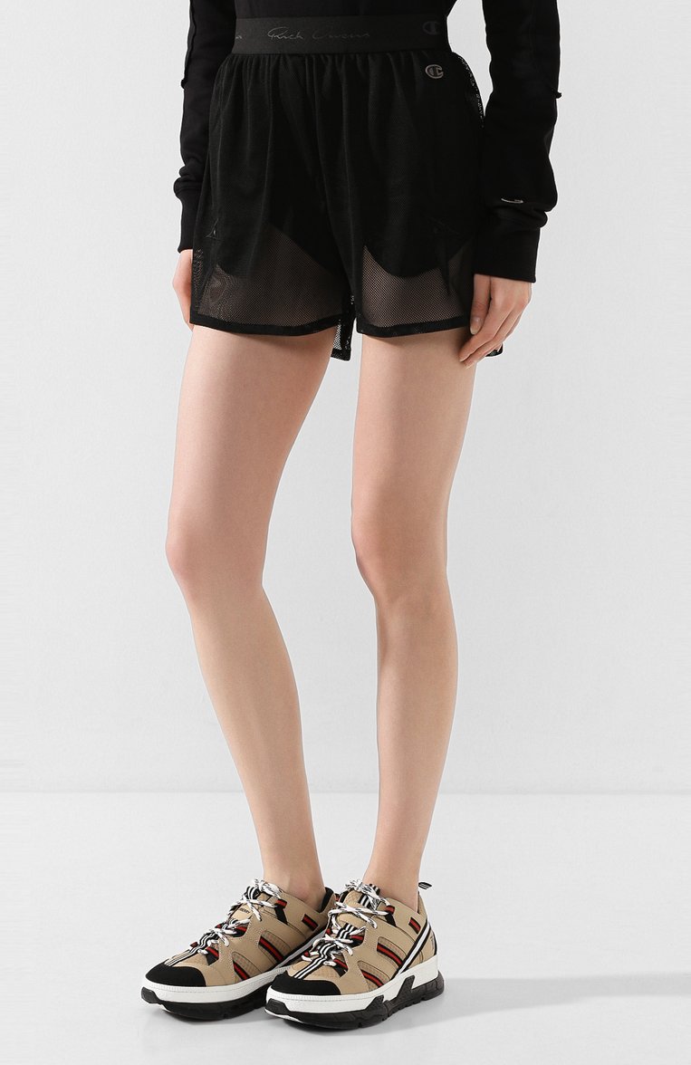 Женски�е шорты rick owens x champion RICK OWENS черного цвета, арт. CW20S0025/113842 | Фото 3 (Длина Ж (юбки, платья, шорты): Мини; Материал внешний: Синтетический материал; Женское Кросс-КТ: Шорты-спорт, Шорты-одежда; Стили: Спорт-шик; Кросс-КТ: Спорт)