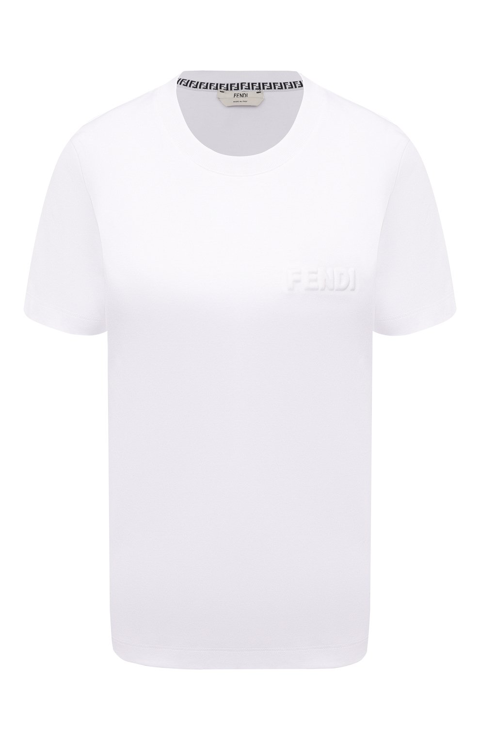 Хлопковая футболка FENDI белого цвета по цене 53550 руб., арт. FS7254 AFLD, фото 1 Хлопковая футболка FENDI, арт. FS7254 AFLD, фото 1