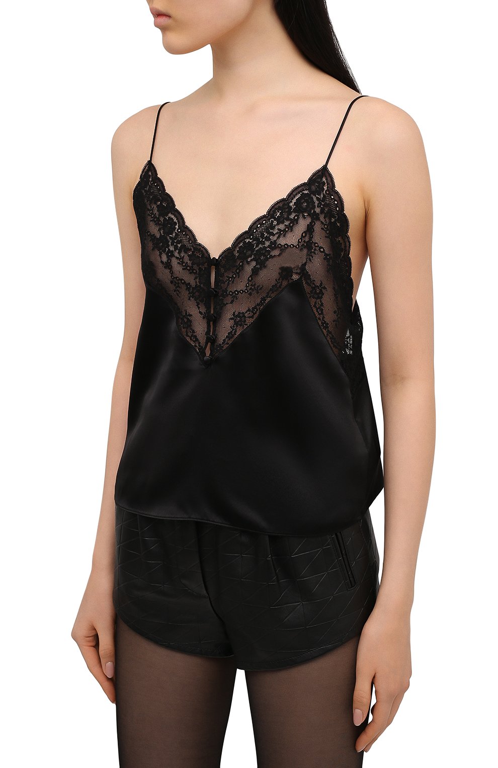 Шелковый топ SAINT LAURENT черного цвета по цене 115500 руб., арт. 648880/Y070N, фото 3 Шелковый топ SAINT LAURENT, арт. 648880/Y070N, фото 3