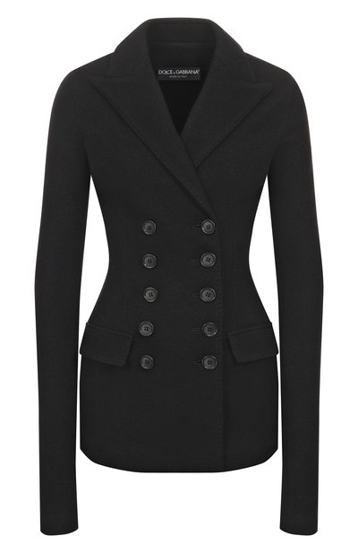 Шерстяной жакет DOLCE & GABBANA черного цвета по цене 257500 руб., арт. F27HDT/HU2BB, фото 1 Шерстяной жакет DOLCE & GABBANA, арт. F27HDT/HU2BB, фото 1