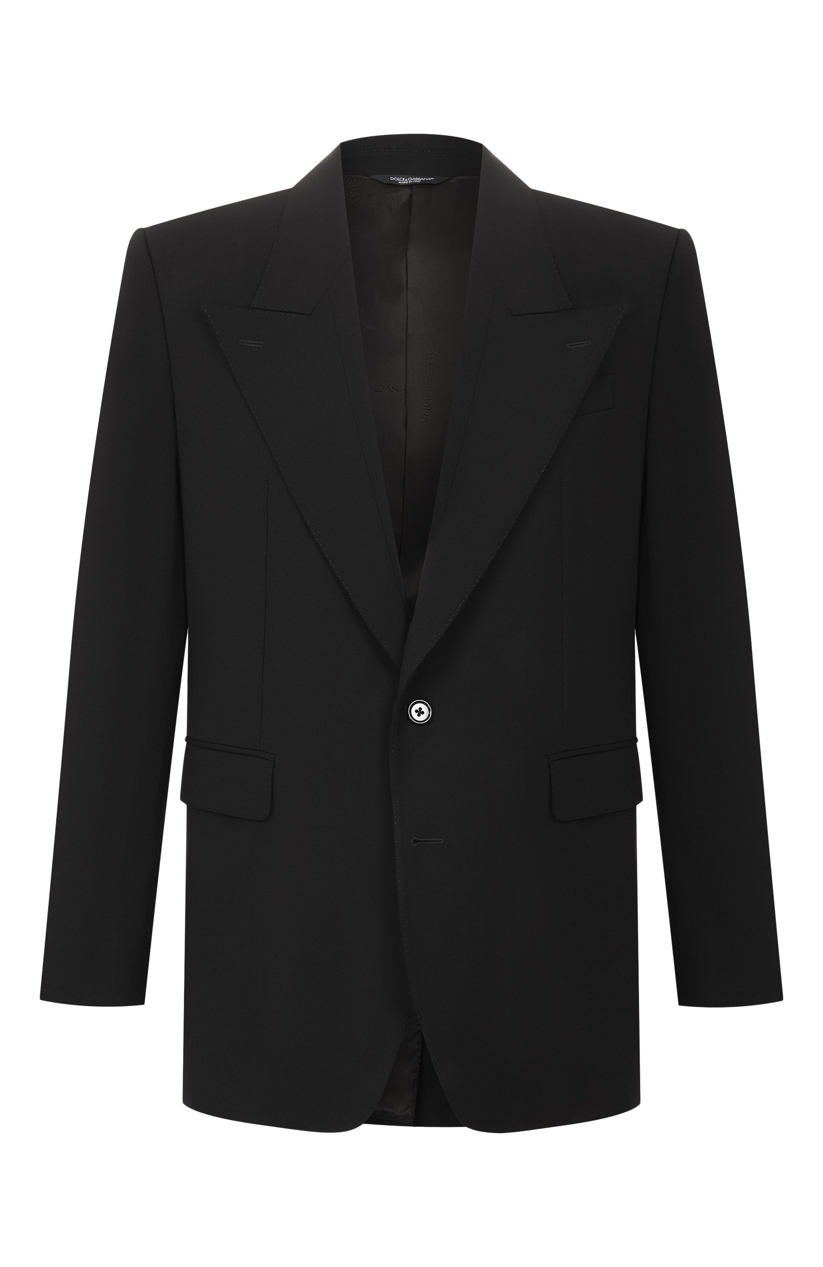 Шерстяной пиджак DOLCE & GABBANA черного цвета по цене 343500 руб., арт. G2WQ5T/FUBG3, фото 1 Шерстяной пиджак DOLCE & GABBANA, арт. G2WQ5T/FUBG3, фото 1
