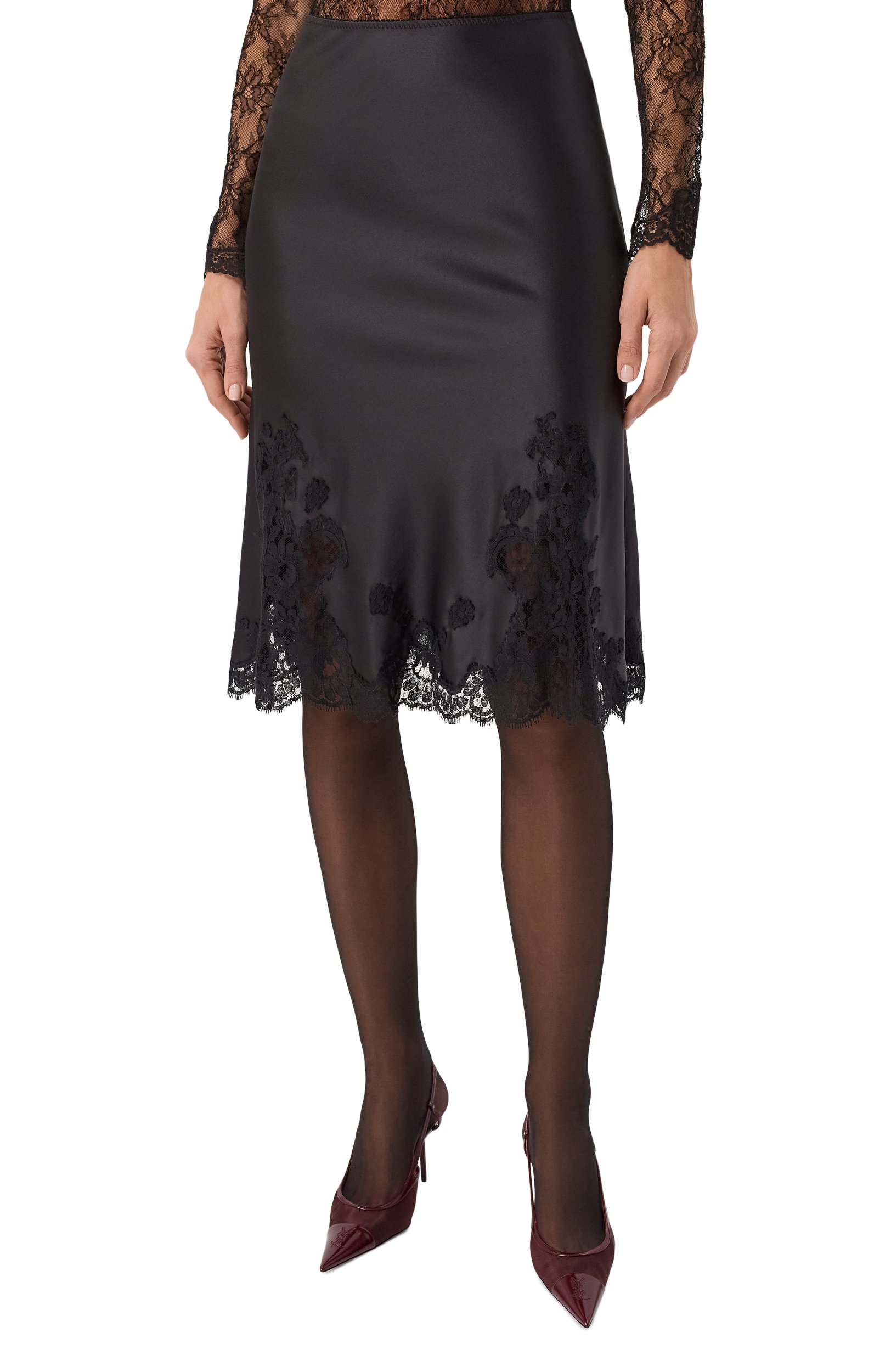 Атласная юбка DOLCE & GABBANA черного цвета по цене 267500 руб., арт. F4DLYT/FURAG, фото 3 Атласная юбка DOLCE & GABBANA, арт. F4DLYT/FURAG, фото 3