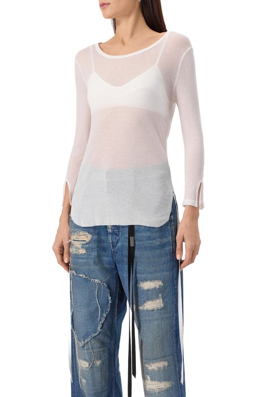 Хлопковый лонгслив Ann Demeulemeester B0012885/FA434 Белый  B0012885/FA434 Фото 3