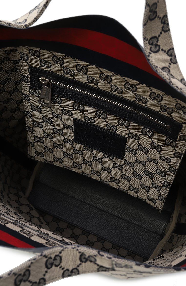 Мужская сумка-тоут gg large GUCCI темно-бежевого цвета, арт. 795816/FADM3 | Фото 5 (Ремень/цепочка: На ремешке; Размер: large; Материал: Натуральная кожа, Текстиль; Автоматизация состава: Проставлено; Автоматизация ТО: Проставлено)
