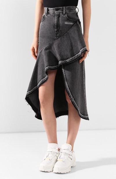 Джинсовая юбка OFF-WHITE серого цвета по цене 48400 руб., арт. 0WYF001S20DEN0020700, фото 3 Джинсовая юбка OFF-WHITE, арт. 0WYF001S20DEN0020700, фото 3