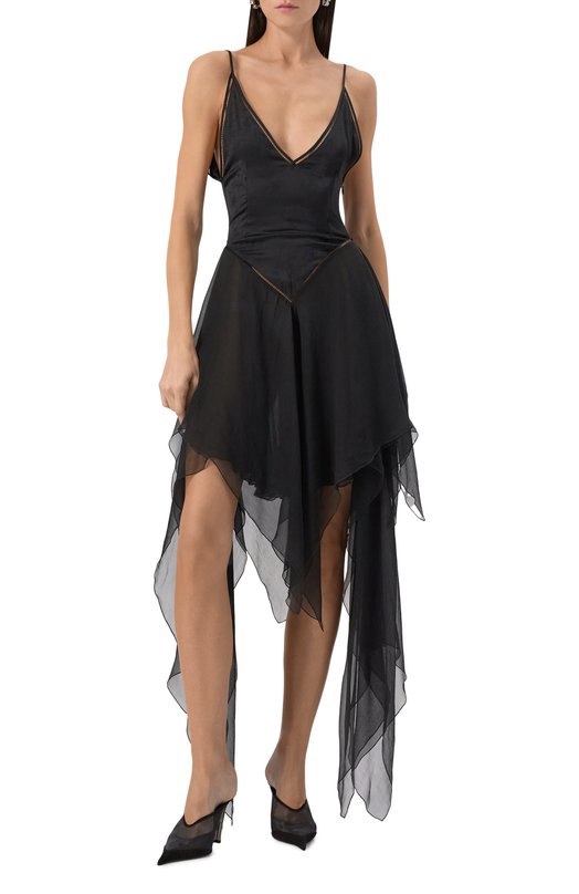 Платье из вискозы и шелка Ann Demeulemeester B0012814/FA611 Чёрный  B0012814/FA611 Фото 3