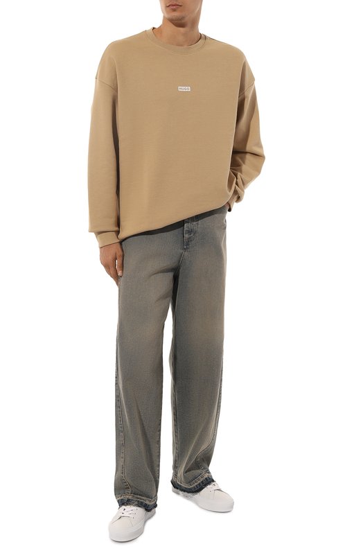 Хлопковый свитшот HUGO Blue Бежевый, фото 2