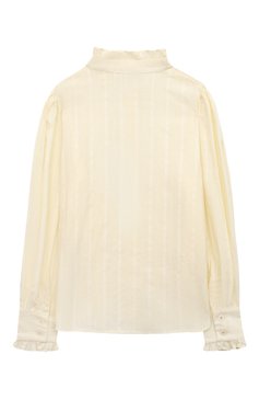 Детское хлопковая блузка EIRENE кремвого цвета, арт. FW2324123/9/10A-14/15A | Фото 2 (Рукава: Длинные; Материал сплава: Проставлено; Материал внешний: Хлопок; Стили: Классический; Драгоценные камни: Проставлено)