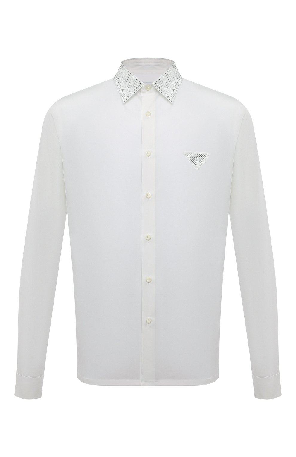 Хлопковая сорочка PRADA белого цвета по цене 180000 руб., арт. UCN420-1LZC-F0009-221, фото 1 Хлопковая сорочка PRADA, арт. UCN420-1LZC-F0009-221, фото 1