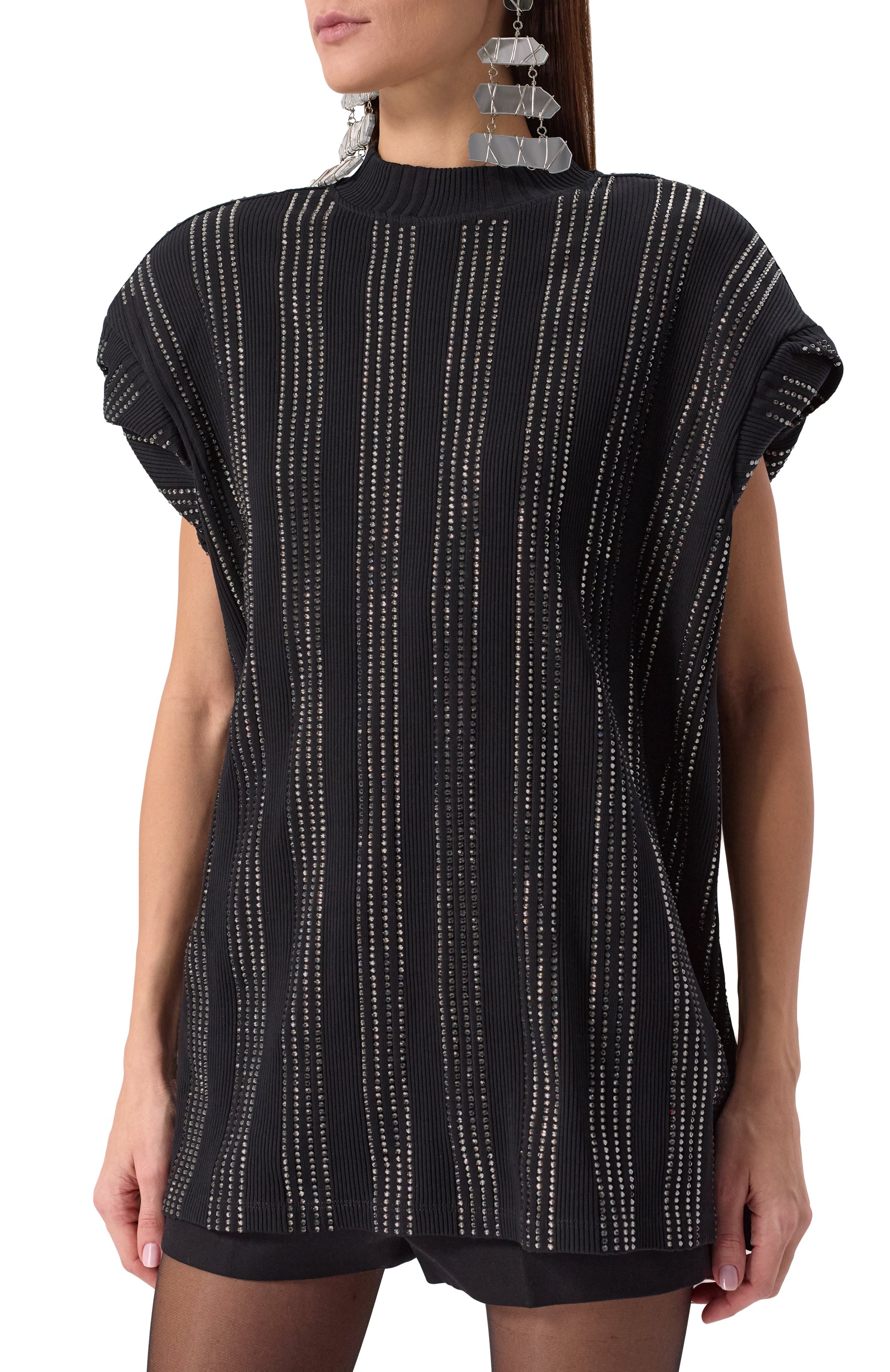 Футболка с отделкой стразами THE ATTICO, арт. 247WCA359, фото 3