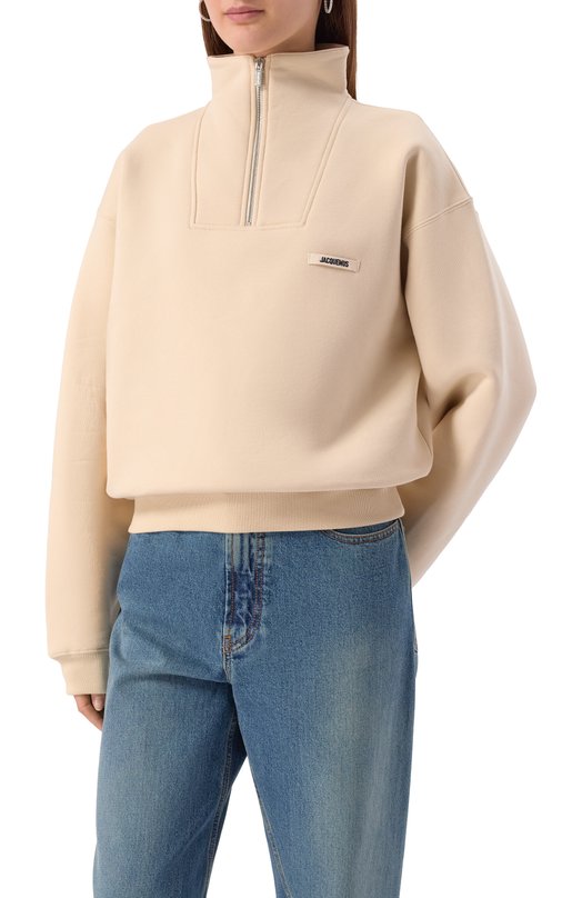 Хлопковый свитшот Jacquemus 25HSSW00210AJ0/0174 Кремовый  25HSSW00210AJ0/0174 Фото 3