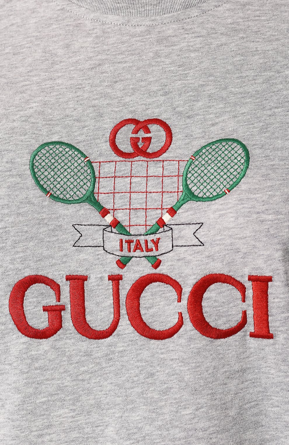 Хлопковая футболка GUCCI серого цвета по цене 37300 руб., арт. 580762/XJBHP, фото 5 Хлопковая футболка GUCCI, арт. 580762/XJBHP, фото 5