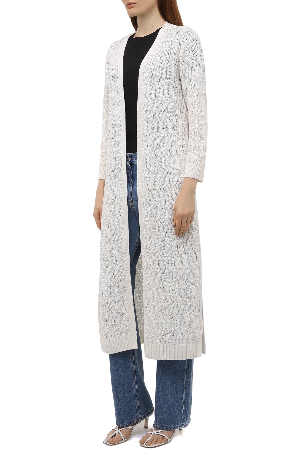 Кардиган из льна и шелка LORO PIANA белого цвета по цене 222000 руб., арт. FAL5855, фото 3 Кардиган из льна и шелка LORO PIANA, арт. FAL5855, фото 3