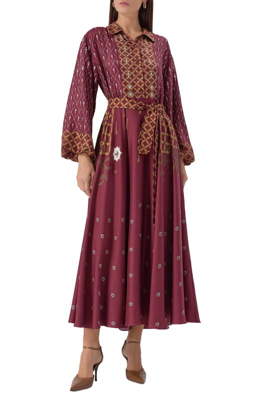 Шелковое платье Akhmadullina 1226.5D107/S212 Бордовый  1226.5D107/S212 Фото 2