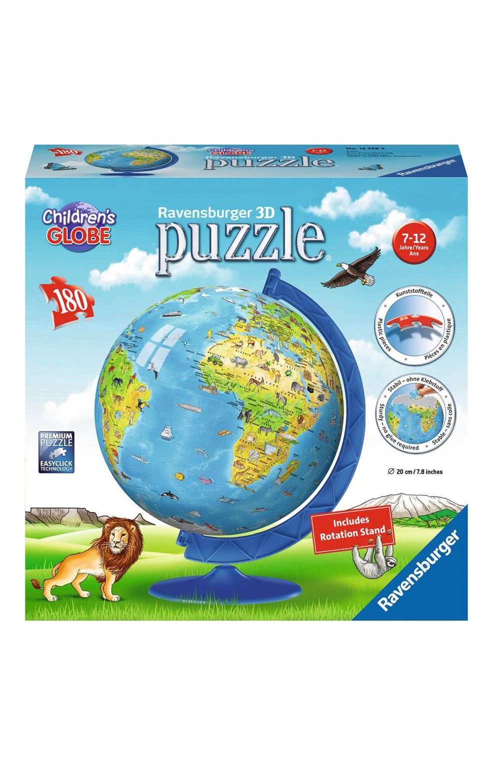Пазл глобус детский мир 3d 180 деталей RAVENSBURGER, арт. 12338, фото 2