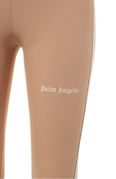 Женские легинсы PALM ANGELS бежевого цвета, арт. PWVG008S24FAB001 | Фото 5 (Длина (брюки, джинсы): Стандартные; Драгоценные камни: Проставлено; Материал сплава: Проставлено; Материал внешний: Синтетический материал; Стили: Кэжуэл; Женское Кросс-КТ: Леггинсы-одежда, Леггинсы-спорт)
