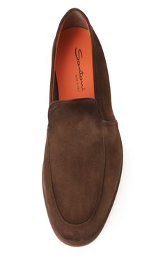 Мужские замшевые лоферы SANTONI темно-коричневого цвета, арт. MGAG18829TGRSEAA | Фото 6 (Нос: Не проставлено; Материал внутренний: Натуральная кожа; Материал внешний: Натуральная кожа, Замша; Материал сплава: Проставлено; Сти�ли: Кэжуэл)