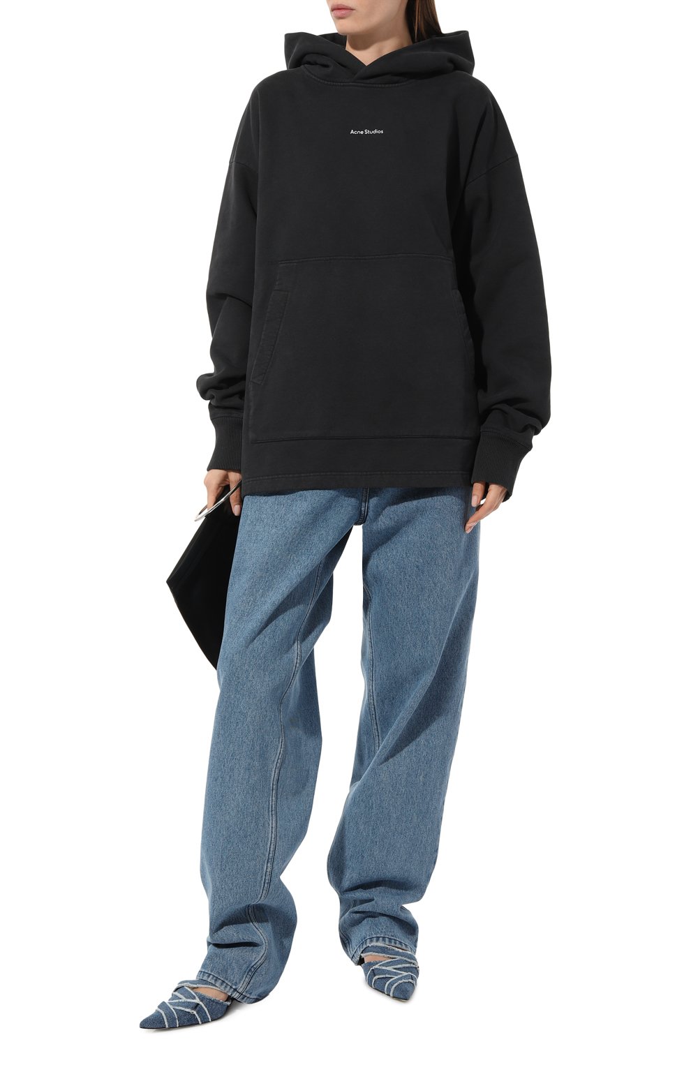 Хлопковое худи ACNE STUDIOS темно-серого цвета по цене 47900 руб., арт. FNMNSWEA000175BLACK, фото 2 Хлопковое худи ACNE STUDIOS, арт. FNMNSWEA000175BLACK, фото 2