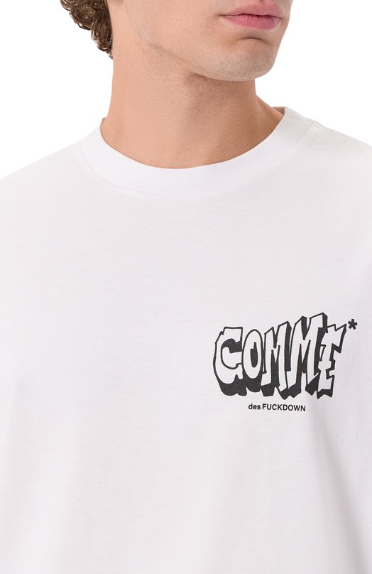 Хлопковая футболка Comme des Fuckdown CFABM01784 Белый  CFABM01784 Фото 5