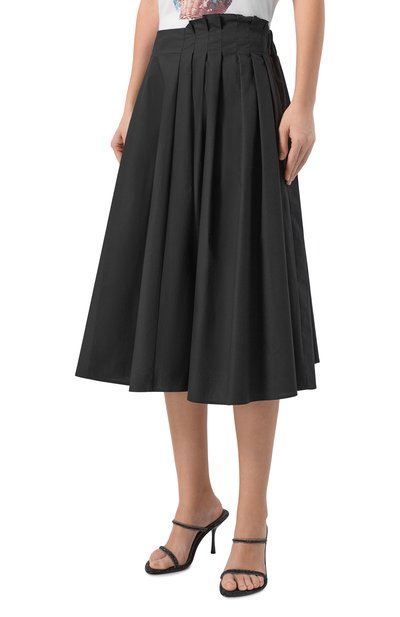 Хлопковая юбка MSGM черного цвета по цене 42550 руб., арт. 4041MDD19/267112, фото 3 Хлопковая юбка MSGM, арт. 4041MDD19/267112, фото 3