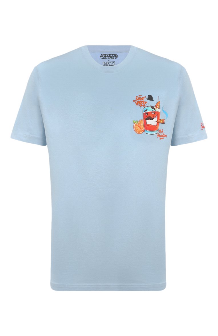 Мужская хлопковая футболка MC2 SAINT BARTH светло-голубого цвета, арт. STBM TSHIRT MAN/TSHM001/02203B | Фото 1 (Длина (для топов): Стандартные; Рукава: Короткие; Материал внешний: Хлопок; Стили: Кэжуэл; Принт: С принтом; Кросс-КТ: Пляж, Джерси; Мужское Кросс-КТ: Футболка-одежда; Автоматизация ТО: Проставлено; Автоматизация состава: Проставлено; Детали: Без декора)