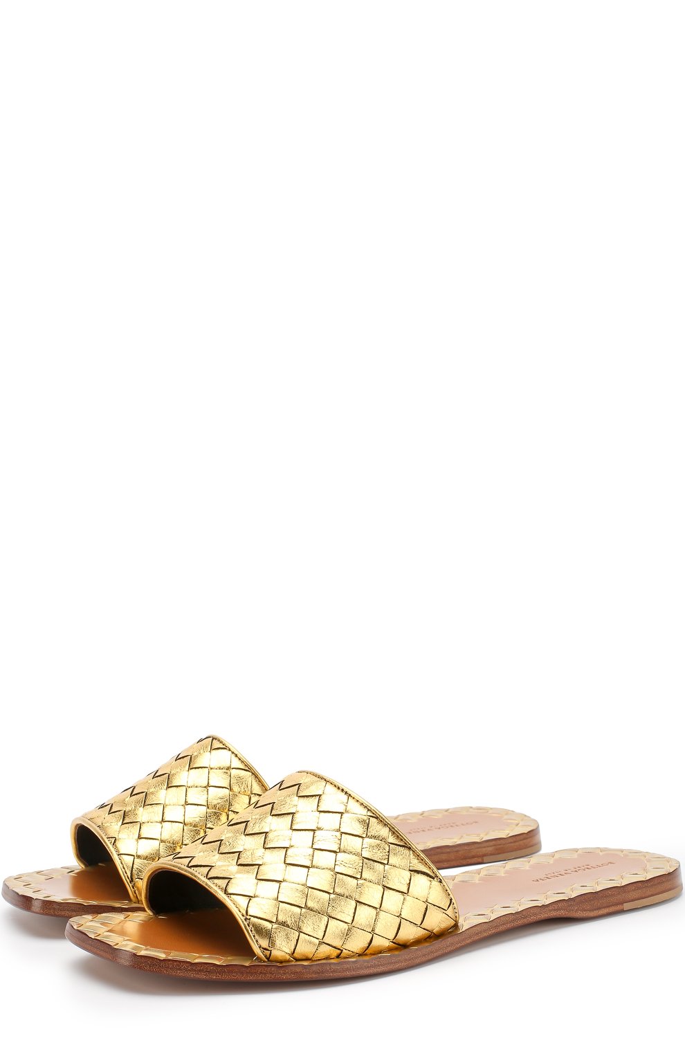 Шлепанцы с плетением intrecciato из металлизированной кожи BOTTEGA VENETA, арт. 407413/VAWR0, фото 1
