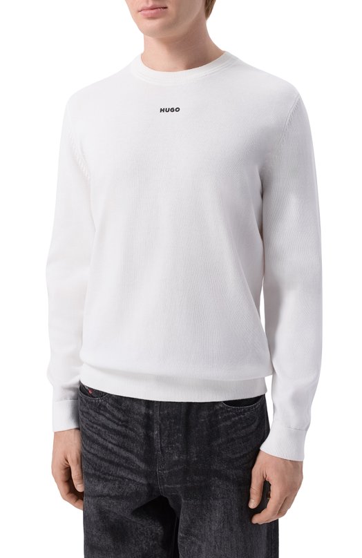 Хлопковый джемпер HUGO 50553588 Белый  50553588 Фото 3