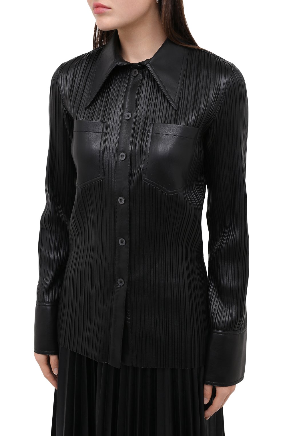 Рубашка NANUSHKA, арт. BLAINE_BLACK PLEAT_VEGAN LEATHER, фото 3