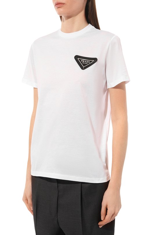 Хлопковая футболка Prada 35838-1X58-F0009-161 Белый  35838-1X58-F0009-161 Фото 3