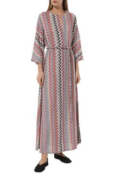 Женское платье из вискозы MISSONI разноцветного цвета, арт. DS24SG1Z/BR00UX | Фото 3 (Случай: Повседневный; Кросс-КТ: Трикотаж; Материал сплава: Проставлено; Материал внешний: Вискоза; Длина Ж (юбки, платья, шорты): Макси; Драгоценные камни: Проставлено; Рукава: 3/4; Стили: Бохо; Женское Кросс-КТ: Платье-одежда)