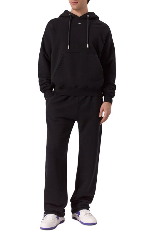 Хлопковое худи Off-White 0MBB085S25FLE00L Чёрный  0MBB085S25FLE00L Фото 2