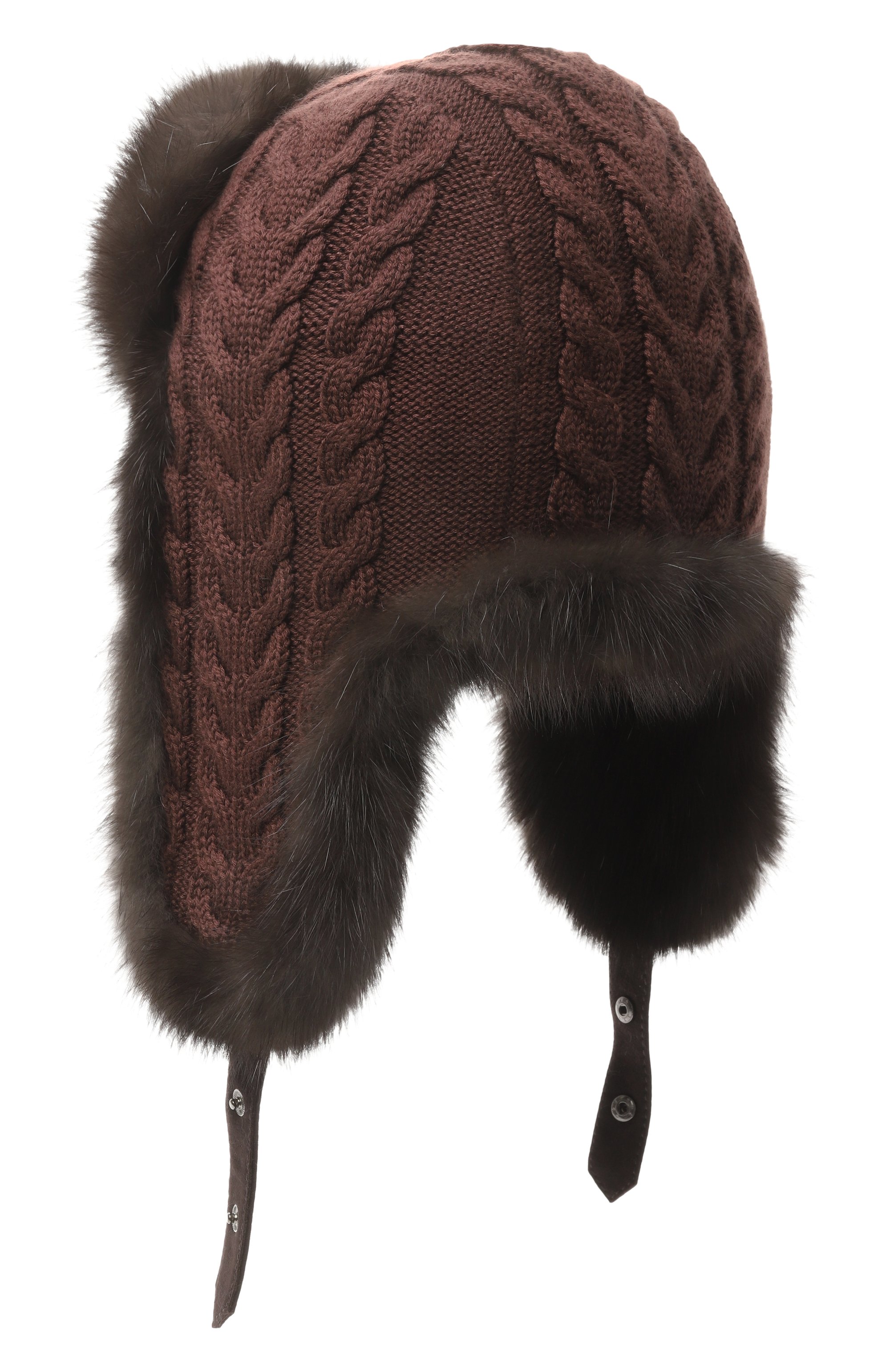 Кашемировая шапка-ушанка с мехом соболя BLACK SABLE, арт. BS-FHK-EB, фото 2