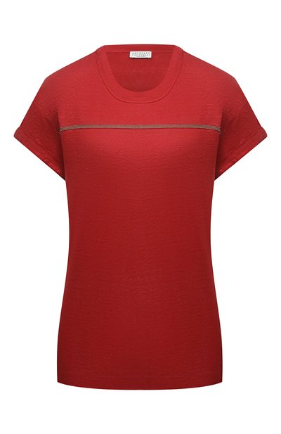 Женская футболка изо льна и шелка BRUNELLO CUCINELLI, арт. MF982BY500