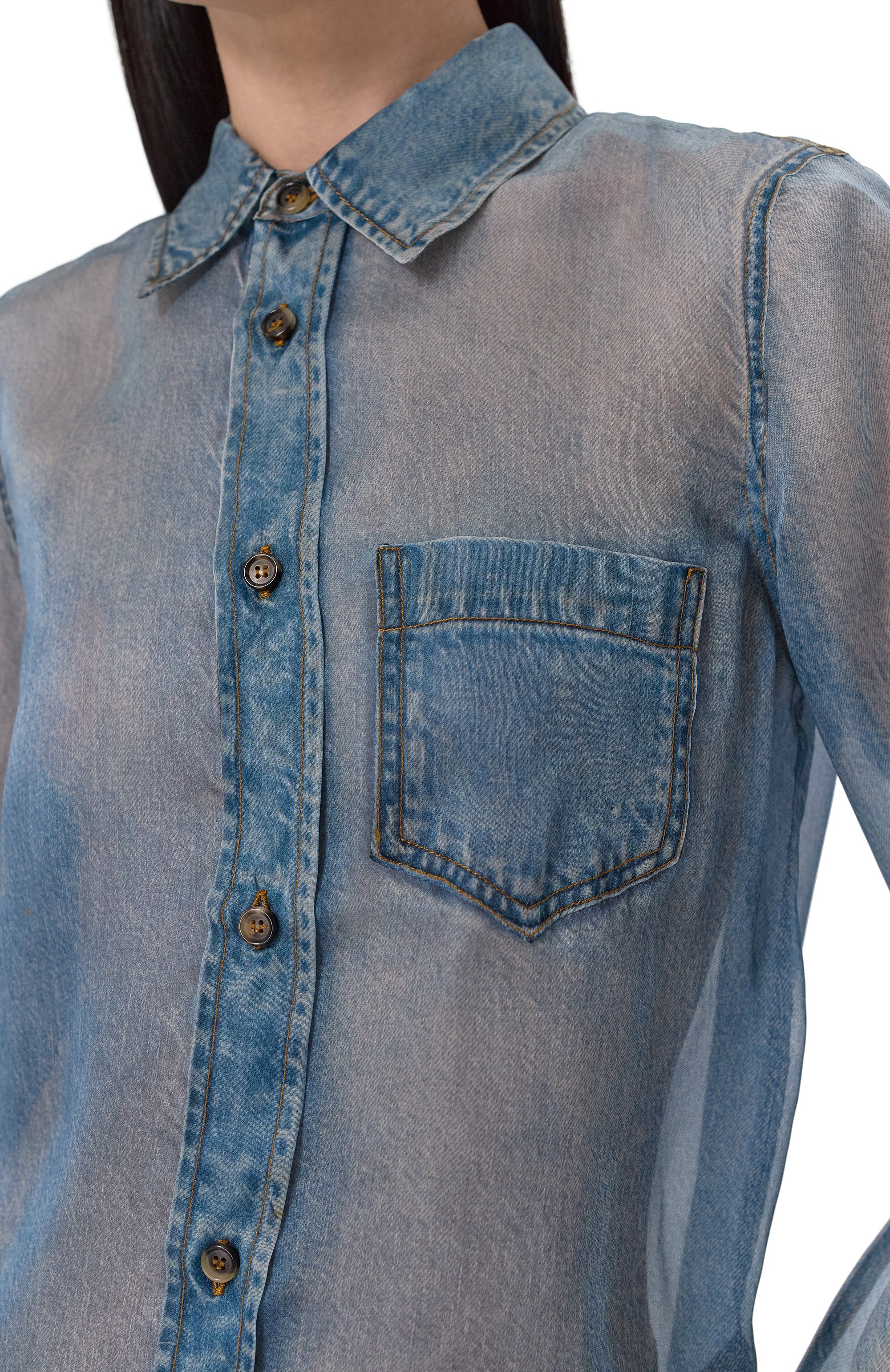 Шелковая рубашка HAIKURE синего цвета по цене 87550 руб., арт. HEW060820R001L0890, фото 5 Шелковая рубашка HAIKURE, арт. HEW060820R001L0890, фото 5