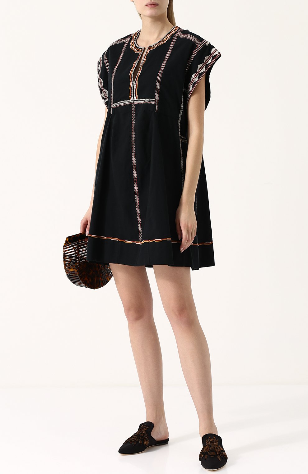 Хлопковое мини-платье свободного кроя ISABEL MARANT ETOILE, арт. R01074-18P032E/BELISSA, фото 2