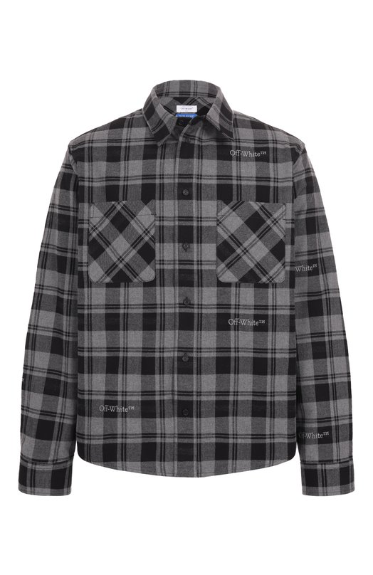 Хлопковая рубашка Off-White 0MGE030C99FAB001 Серый 0MGE030C99FAB001