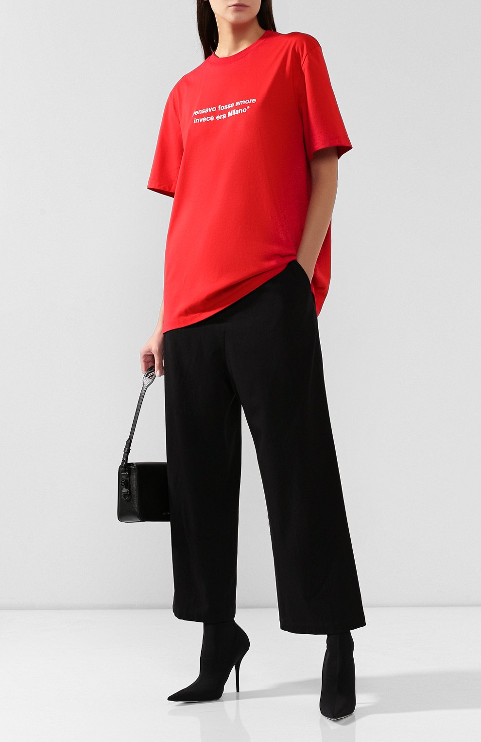 Хлопковая футболка MSGM красного цвета по цене 8415 руб., арт. 2742MDM285 195797, фото 2 Хлопковая футболка MSGM, арт. 2742MDM285 195797, фото 2
