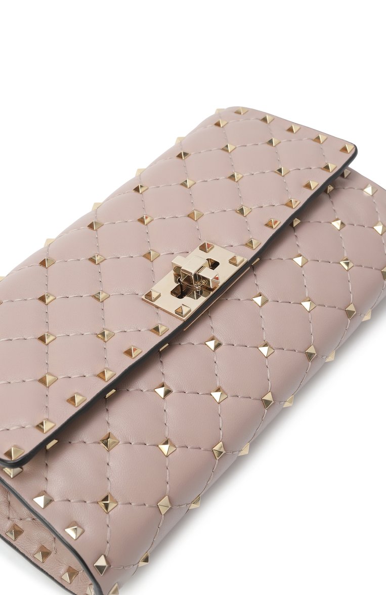 Женская сумка rockstud spike VALENTINO бежевого цвета, арт. ZW2B0137/NAP | Фото 3 (Размер: small; Материал: Натуральная кожа; Автоматизация состава: Проставлено; Автоматизация ТО: Проставлено)